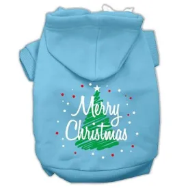 Scribbled Merry Christmas Screenprint Pet Hoodies Baby Blue Size L (14)