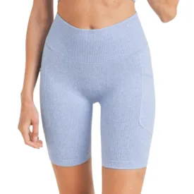 Seamless Hybrid Pocket Ribbed High waist Biker Shorts