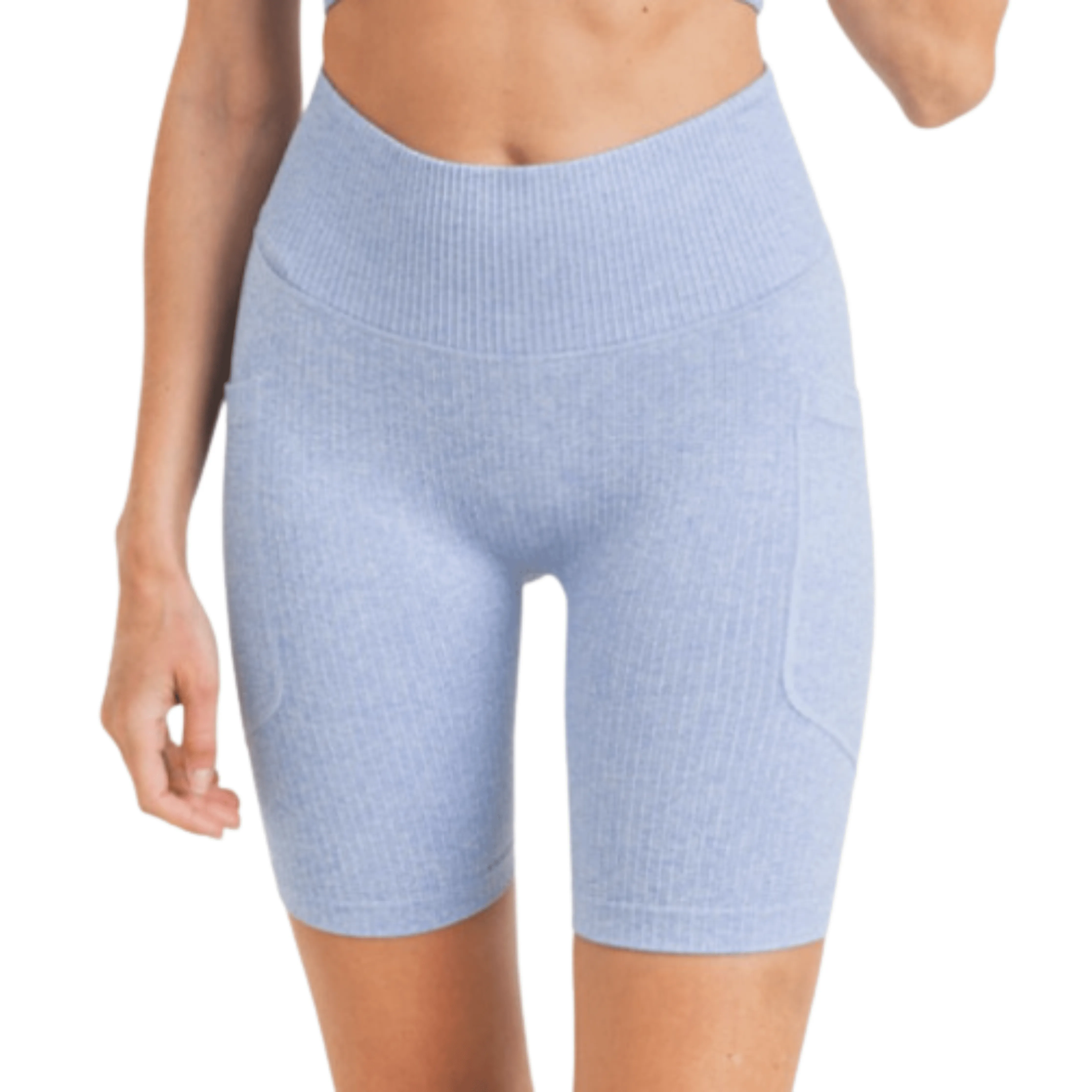 Seamless Hybrid Pocket Ribbed High waist Biker Shorts