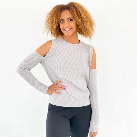 Shoulder Cut-Out Top | Grey