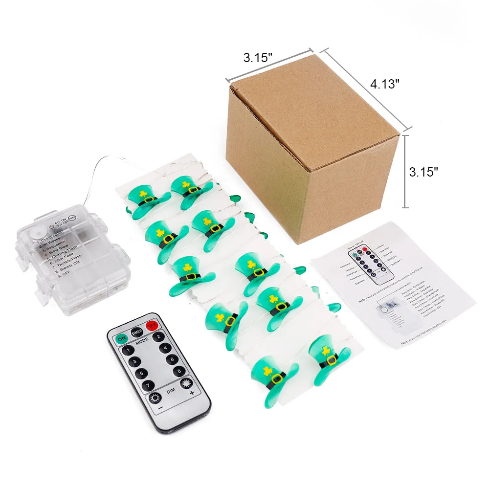 St Patrick's Day Hat Decorations Lights,8 Modes