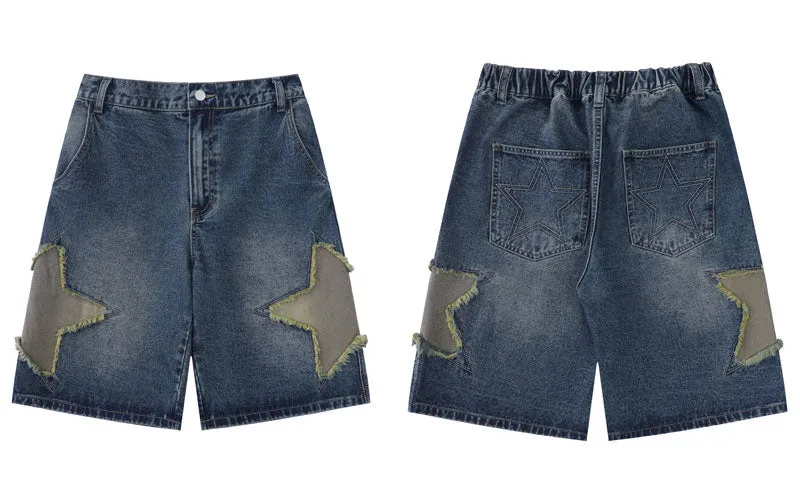 Starry Retro Baggy Denim Shorts