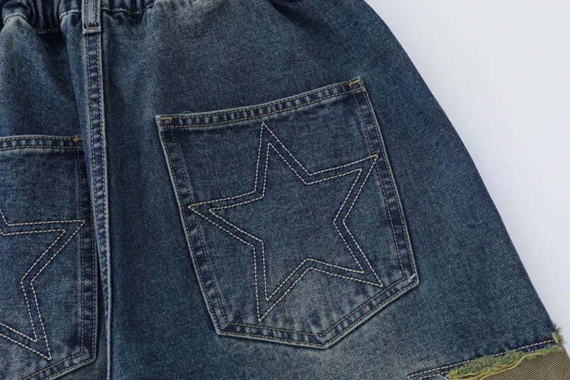 Starry Retro Baggy Denim Shorts