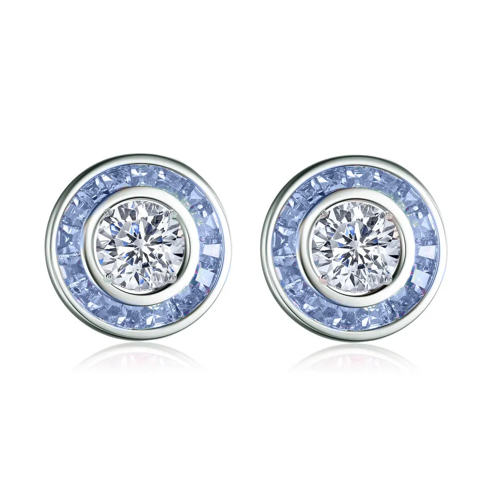 Sterling Silver Clear and Champagne Cubic Zirconia Earrings