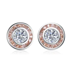 Sterling Silver Clear and Champagne Cubic Zirconia Earrings