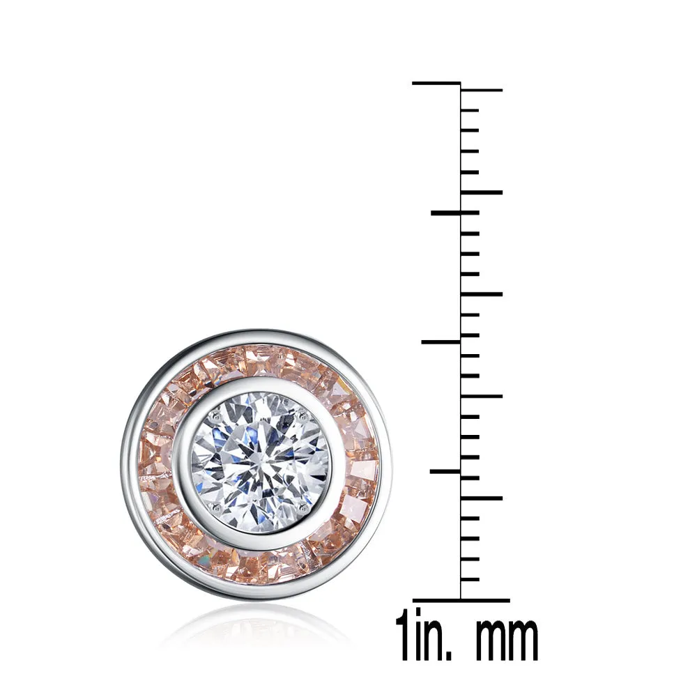 Sterling Silver Clear and Champagne Cubic Zirconia Earrings