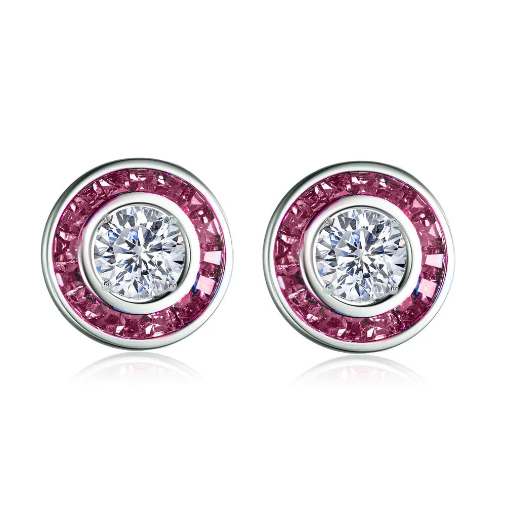 Sterling Silver Clear and Champagne Cubic Zirconia Earrings