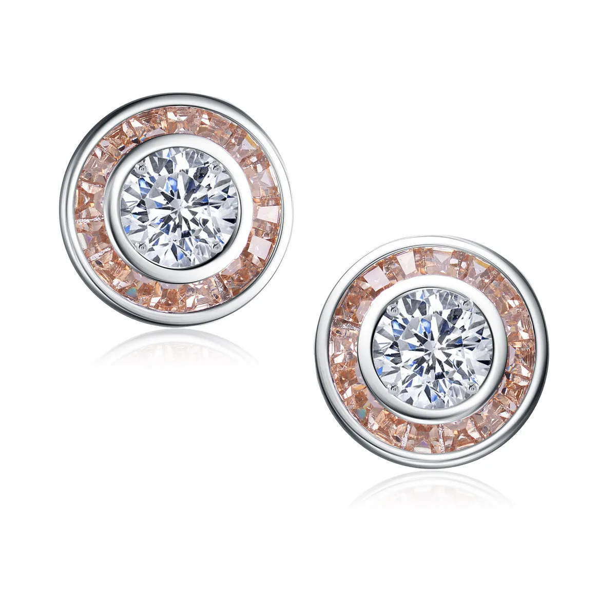 Sterling Silver Clear and Champagne Cubic Zirconia Earrings