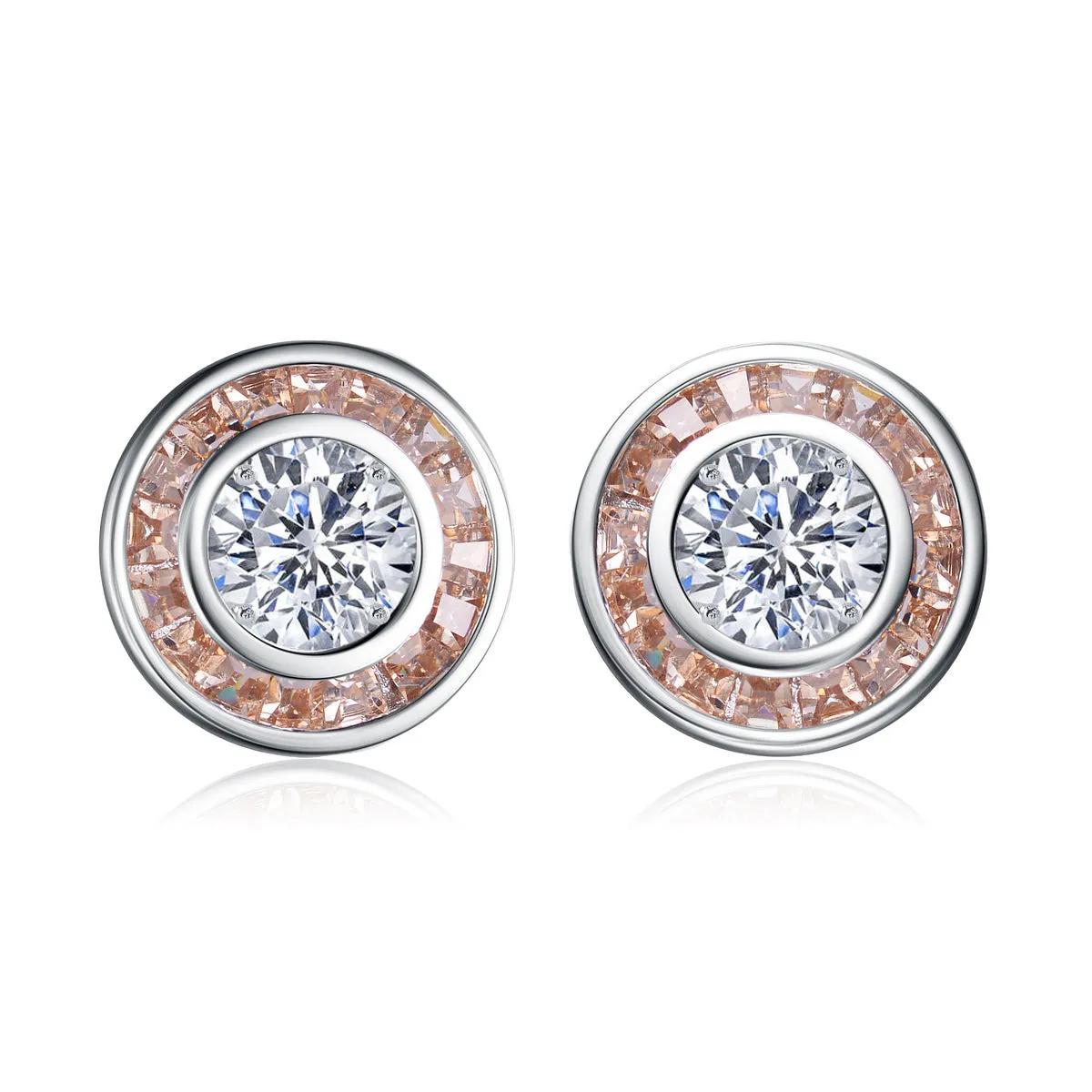 Sterling Silver Clear and Champagne Cubic Zirconia Earrings