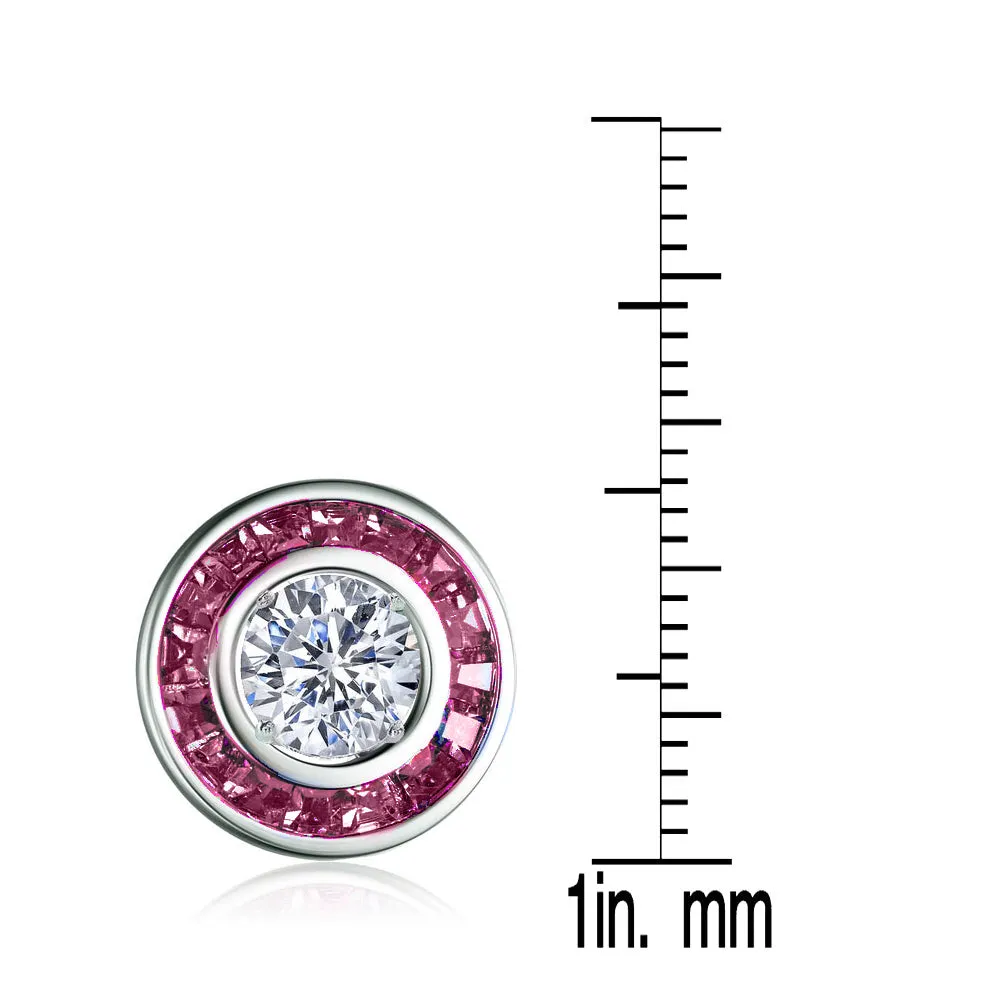 Sterling Silver Clear and Champagne Cubic Zirconia Earrings