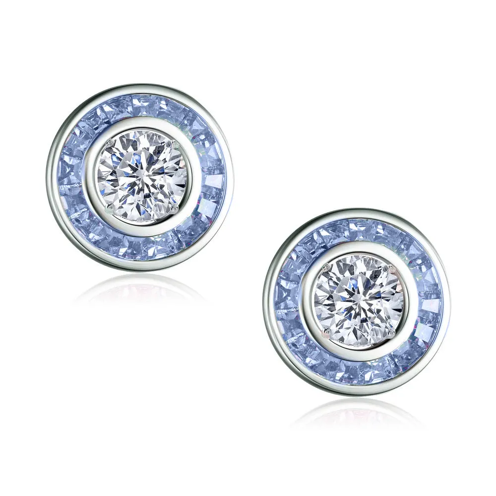 Sterling Silver Clear and Champagne Cubic Zirconia Earrings