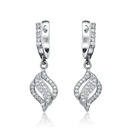 Sterling Silver Clear Cubic Zirconia Triple Swirl Earrings