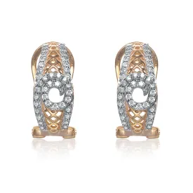 Sterling Silver Gold Plated Cubic Zirconia Peep-hole Earrings