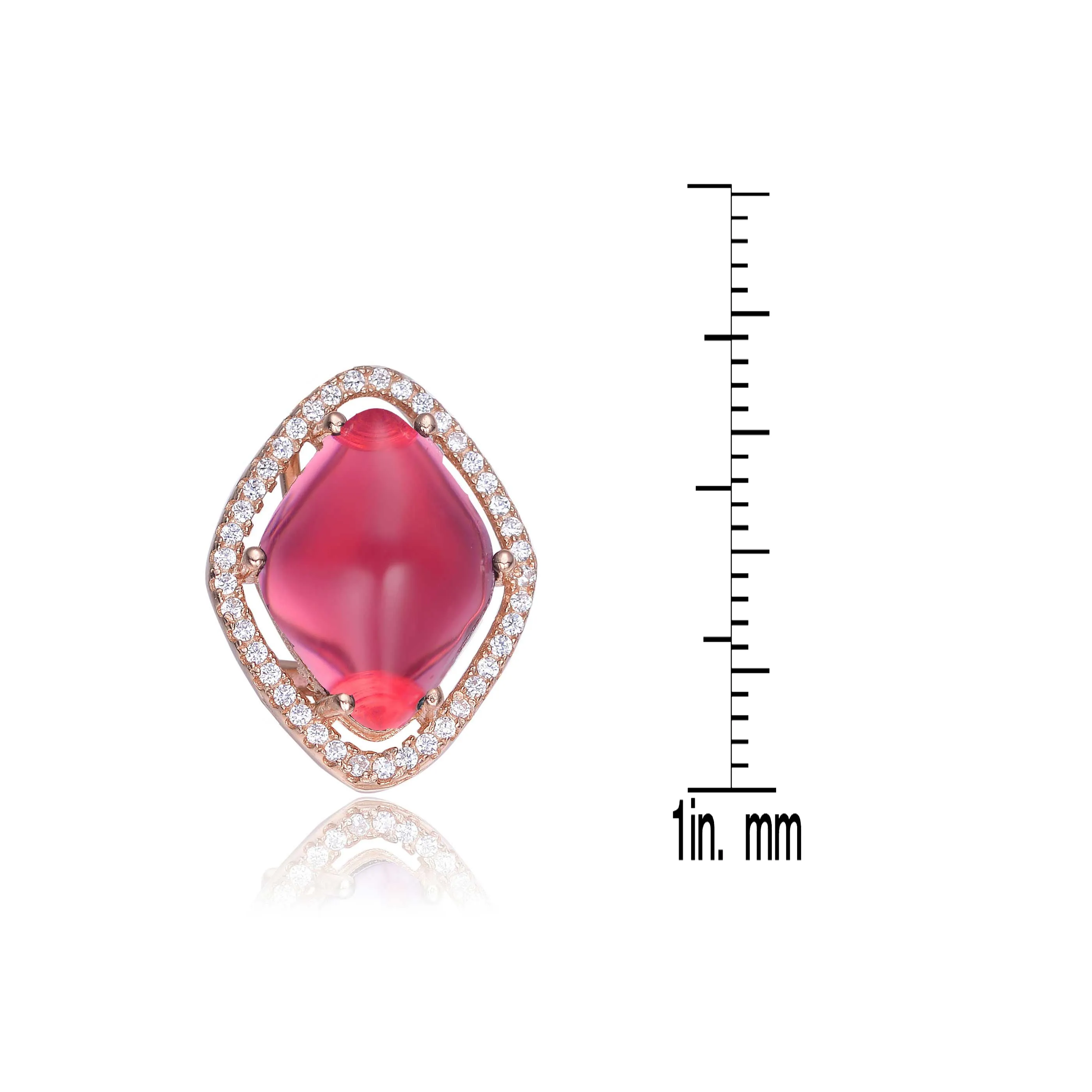 Sterling Silver Red Cubic Zirconia Button Earrings