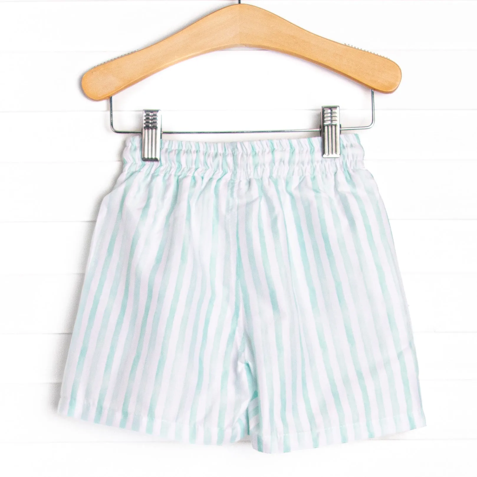 Watercolor Waves Swim Trunks, Green