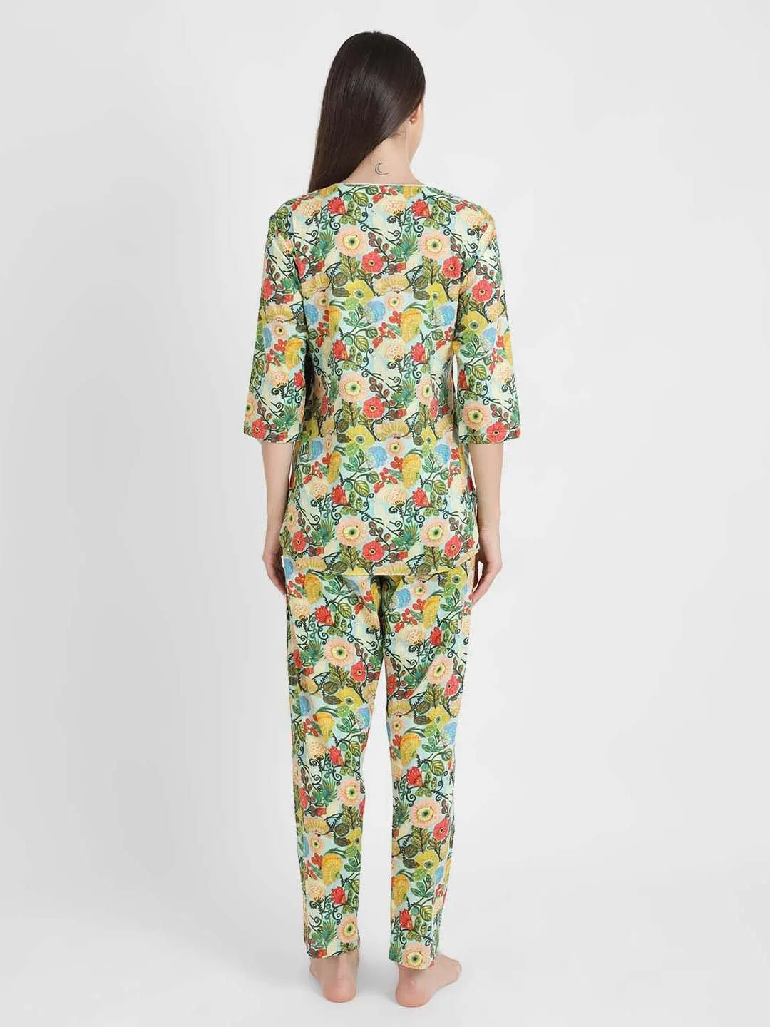 Wild Floral Printed Nightsuit Set for Women