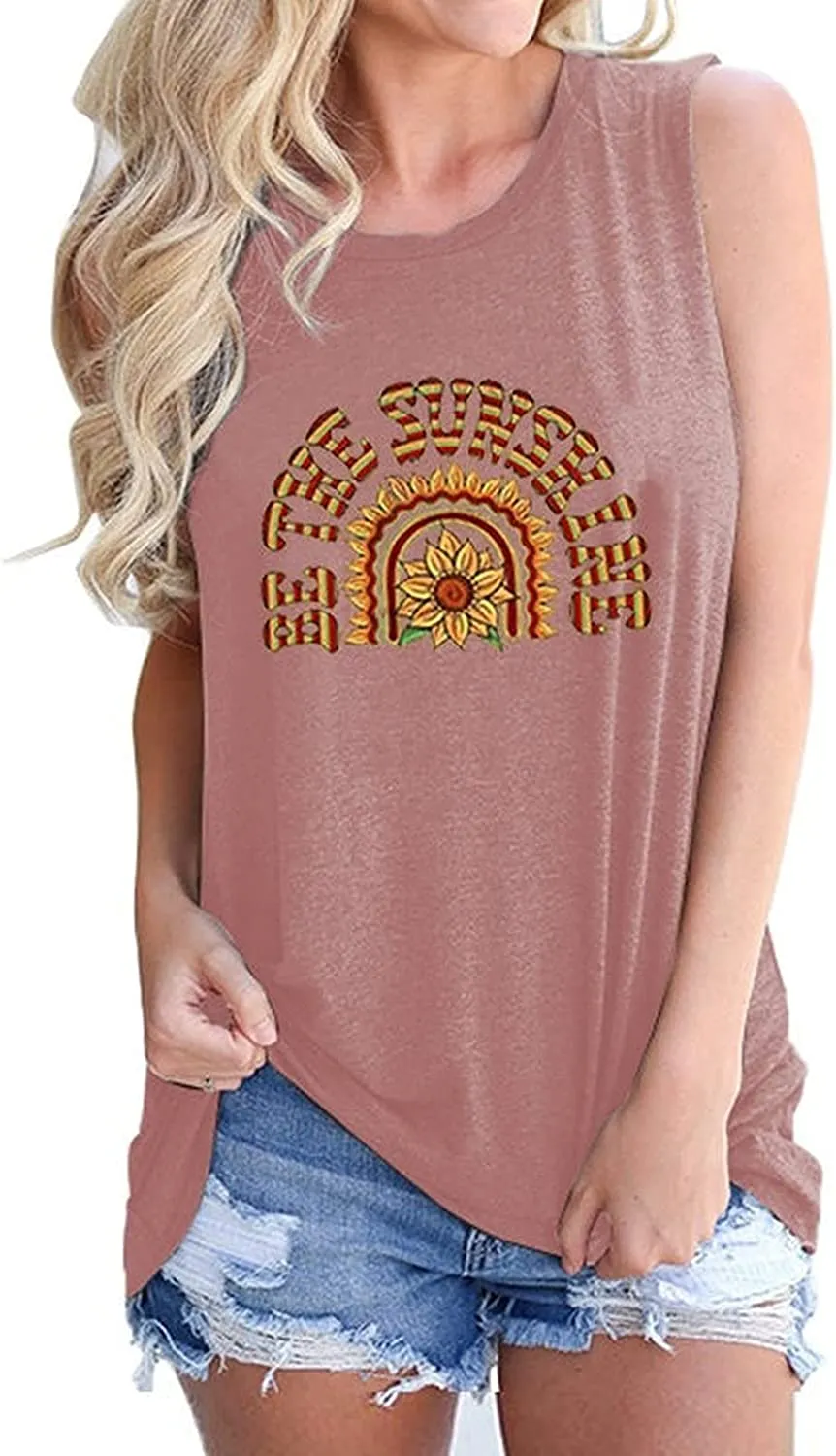 Women Be The Sunshine Tank Top Sunflower Shirt