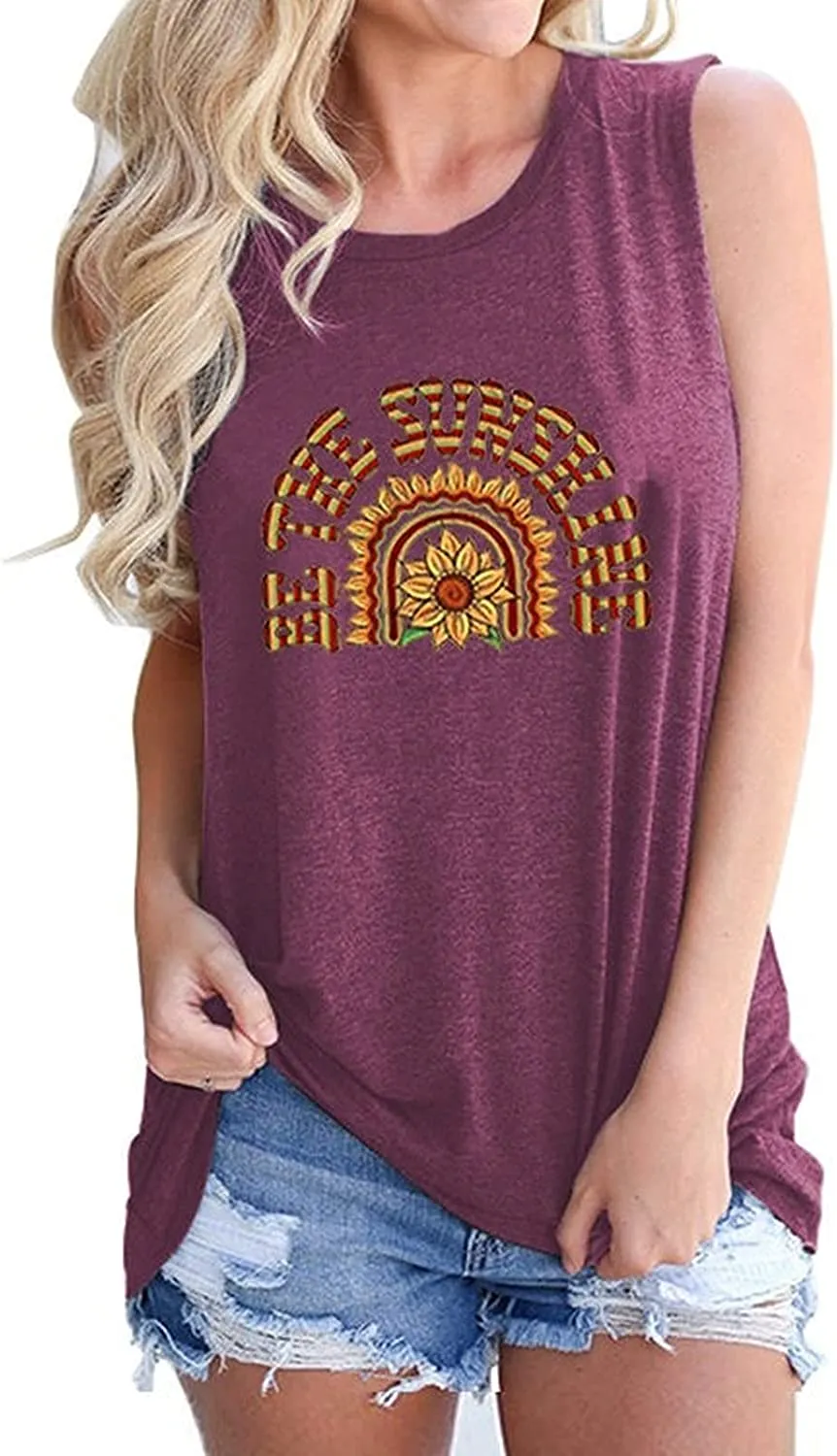 Women Be The Sunshine Tank Top Sunflower Shirt
