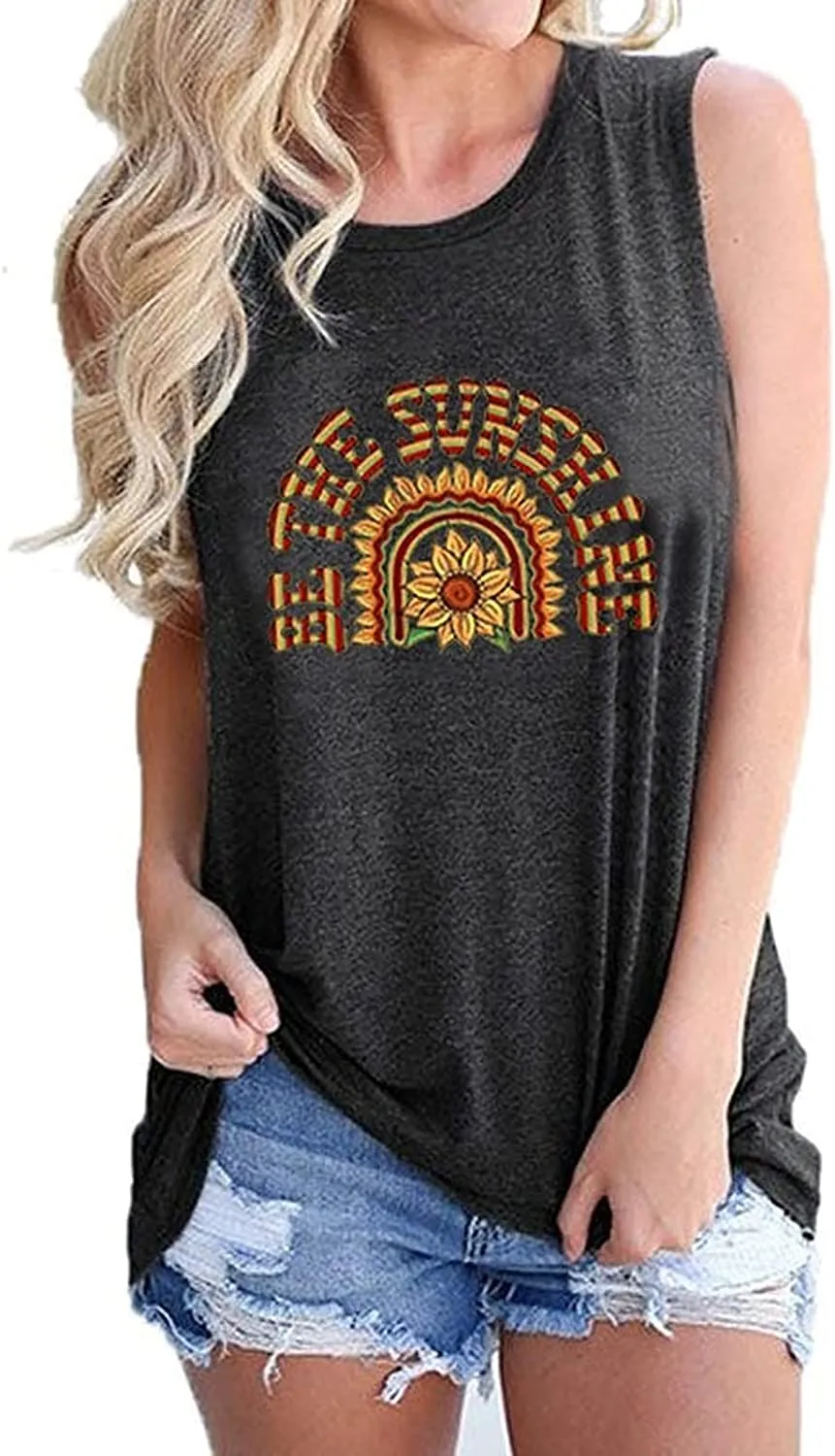 Women Be The Sunshine Tank Top Sunflower Shirt