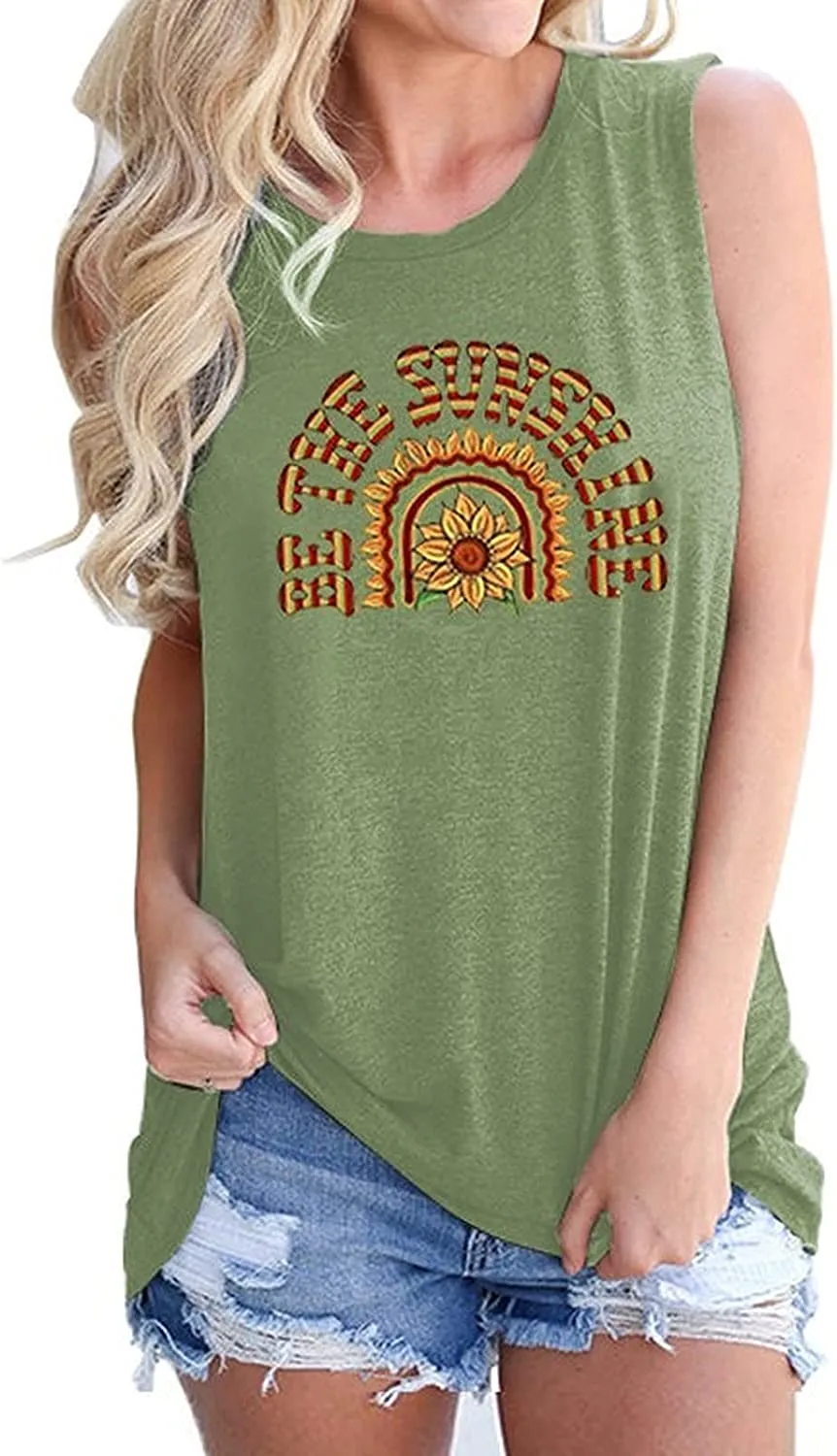 Women Be The Sunshine Tank Top Sunflower Shirt