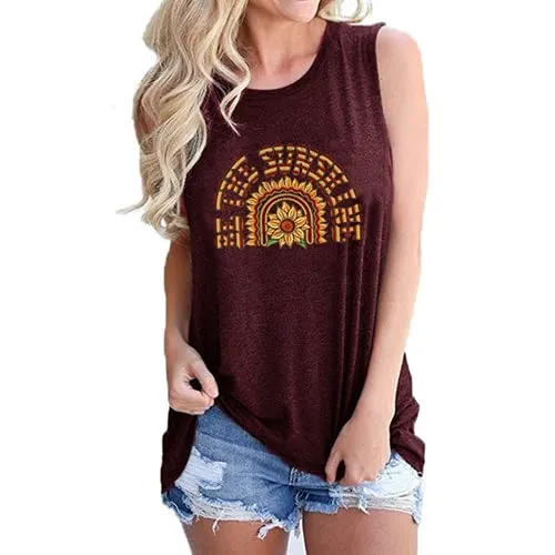 Women Be The Sunshine Tank Top Sunflower Shirt