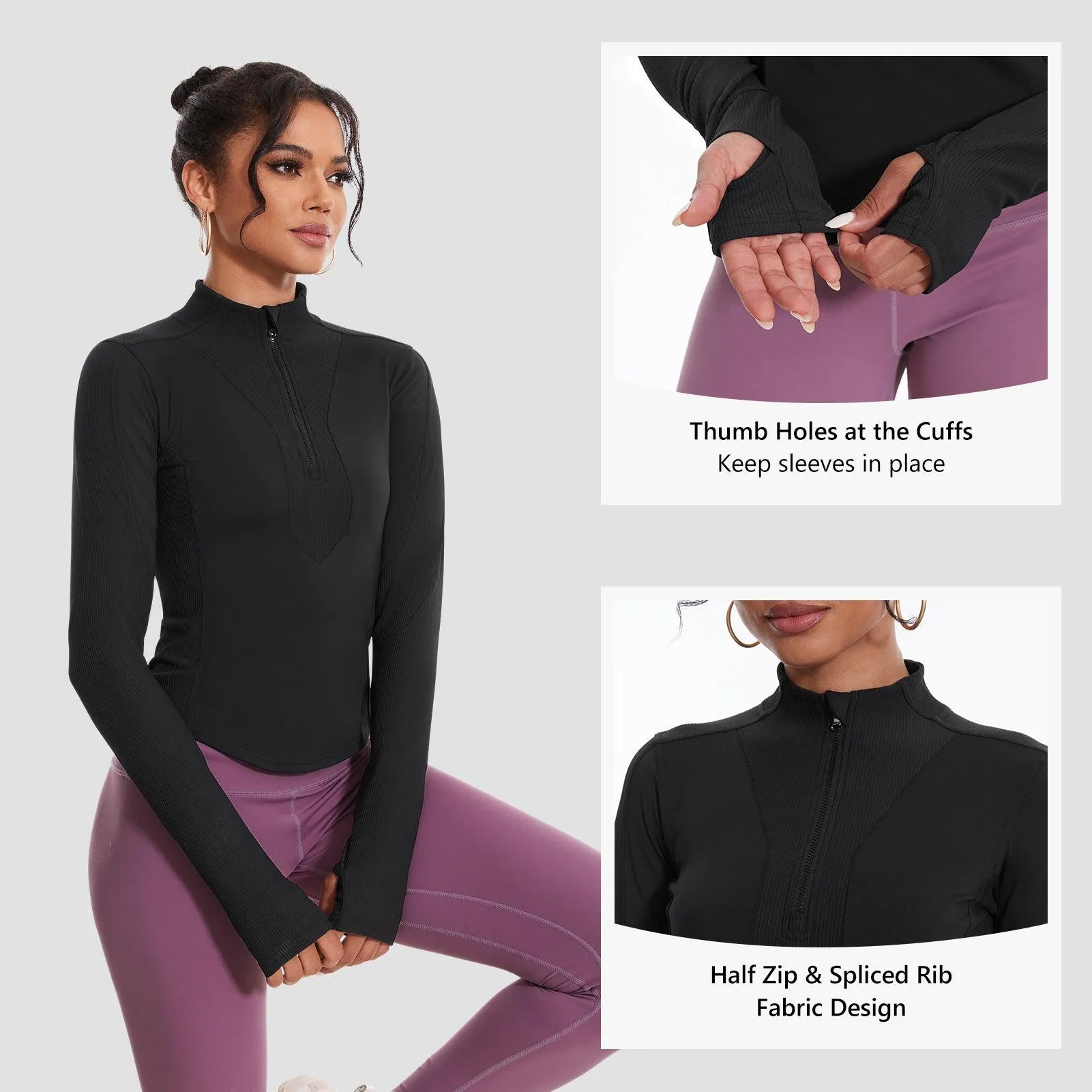 Women’s Half Zip Workout Tops LB19W